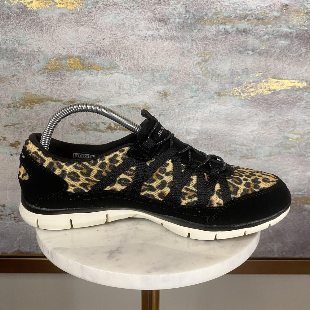 Skechers Air Cooled Shoes Womens Size 9.5 Brown Leopard Sneakers SN 104099 - Picture 5 of 11